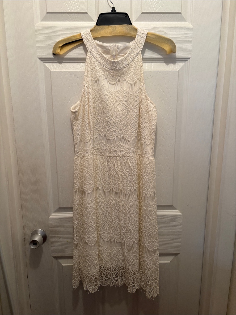 Pinky Ivory Lace Midi Halter Dress